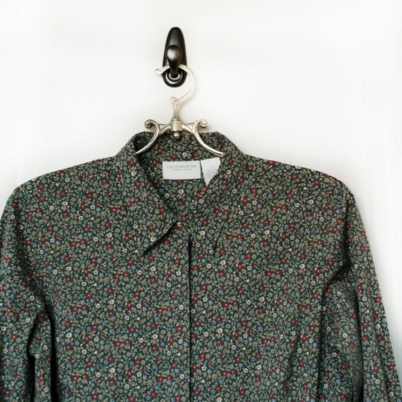 Liz Clairborne Floral Print Long Sleeve Button Down Shirt Size L - Picture 3 of 10